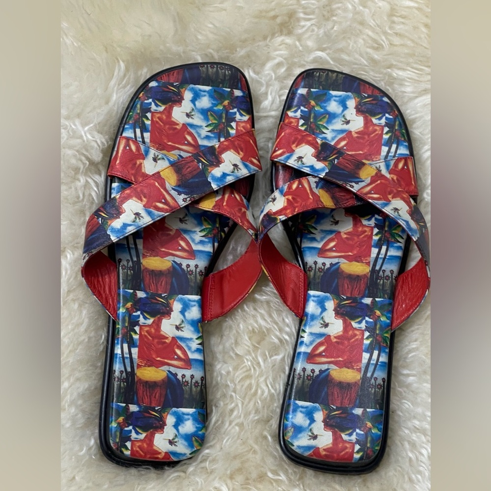 Made in Italy‼️ ICON Red and Blue Sandals with Bold Pattern